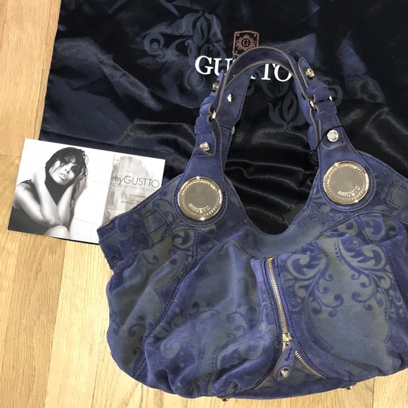 Vintage Gustto Hobo Budelli Printed Suede Leather Large boho bag - Picture 9 of 13